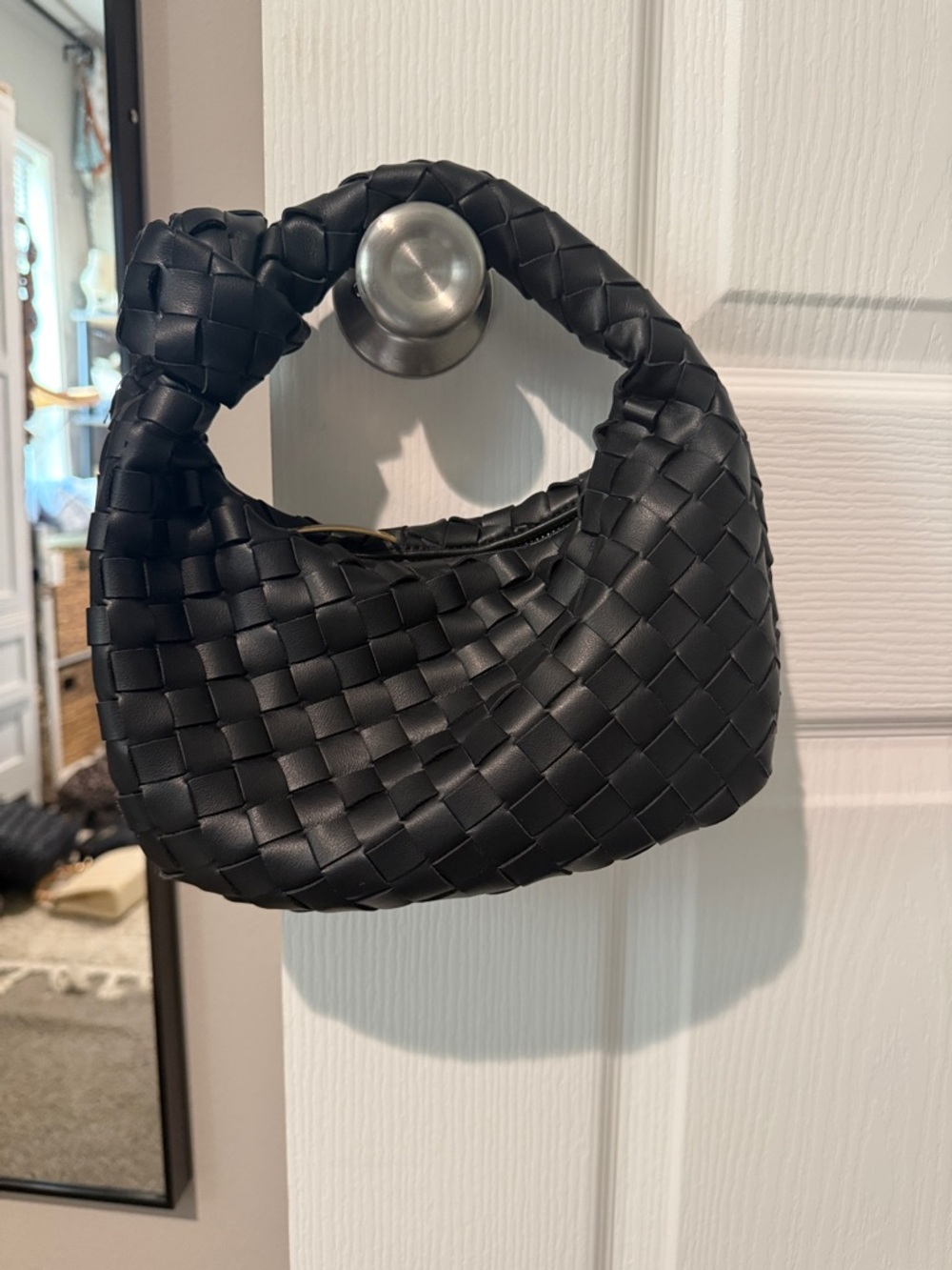 Woven Black Mini Hobo Bag